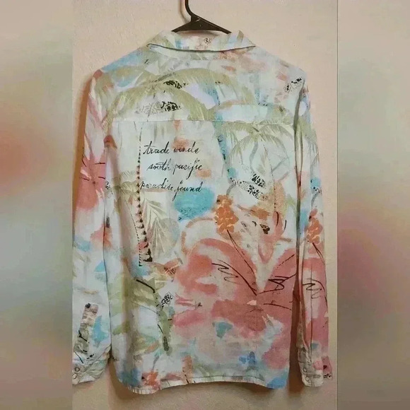 Chicos Shirt, Tropical Print, Size 2 - Picture 2 of 3